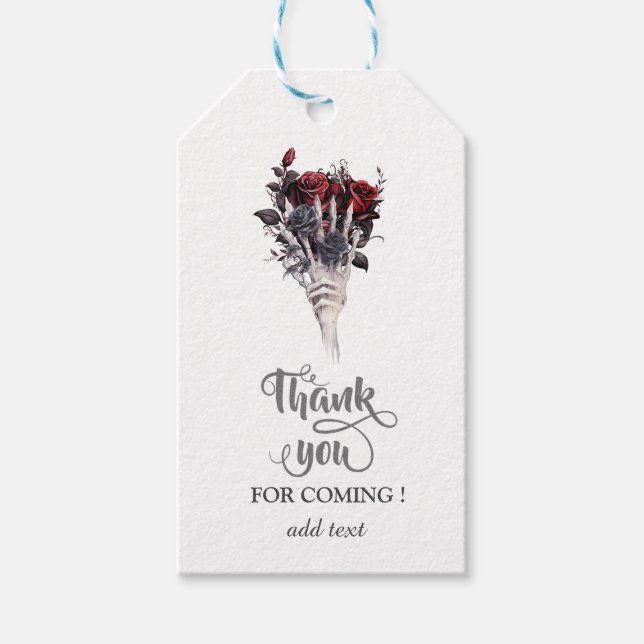 Gotische Rote Rosen Skeleton Geschenkanhänger (Vorderseite)