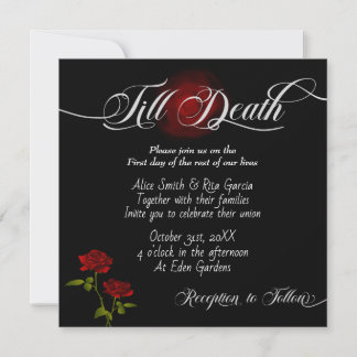 Gotische Rote Rosen und Einladungen zum Black Wedd