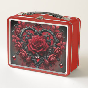 Gotische rote Rosen Valentinstag Metall Brotdose