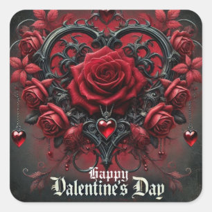 Gotische rote Rosen Valentinstag Quadratischer Aufkleber