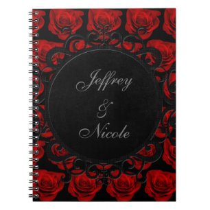 Gotische Rote Rosen Viktorianisch Hochzeit Notizblock
