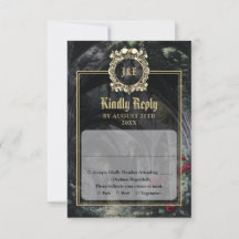 Gotische Ruinen Monogram Schwarz und Gold Hochzeit
