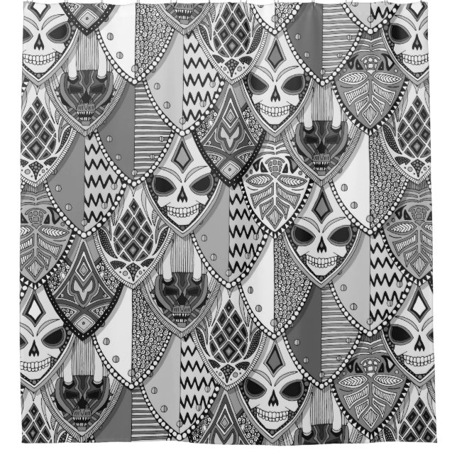 gotische Schilde bw. Duschvorhang (Vorderseite)