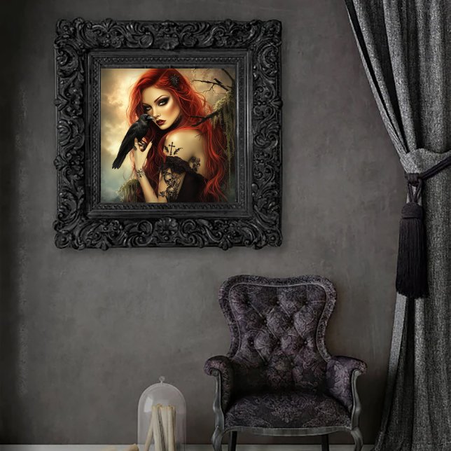 Gotische Schönheit mit Raven Poster (Von Creator hochgeladen)