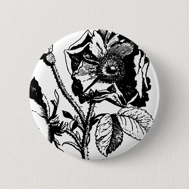 gotische Schwarze Antike Rose Button (Vorderseite)
