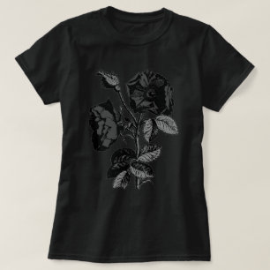 Gotische schwarze antike Rose T-Shirt