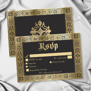 Gotische schwarze Gold mittelalterliche Bis-zu-Tod RSVP Karte