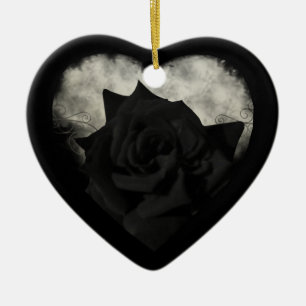 Gotische schwarze Rosen-Herz-Verzierung Keramik Ornament