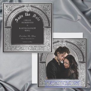 Gotische Schwarze Silber Mittelalterliche Hochzeit Save The Date