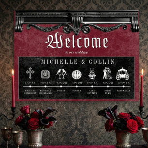 Gotische schwarze und weinrote Hochzeitsablauf-Eve Poster