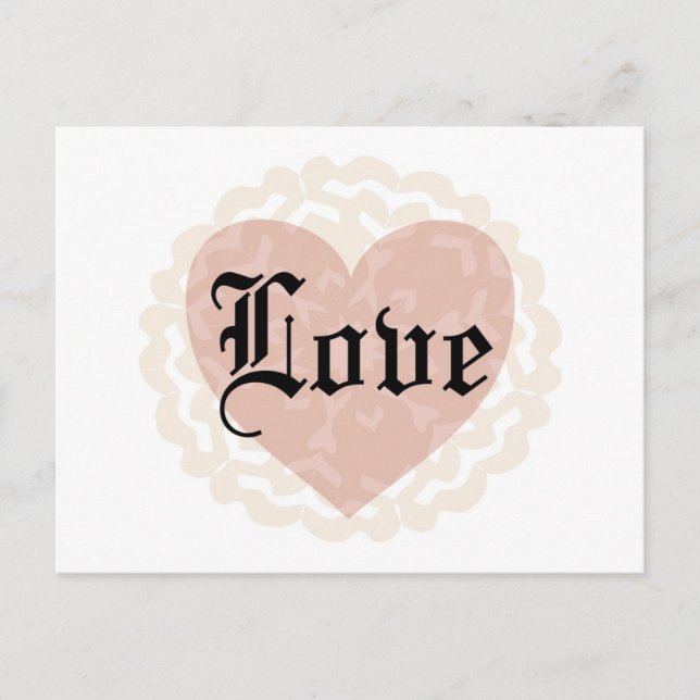 Gotische Script-Liebe mit Herz Postkarte (Vorderseite)