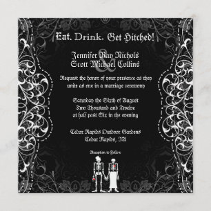 Gotische Skeleton Braut-und Bräutigam-Einladungen Einladung