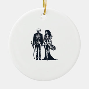 Gotische Skelett Braut & Bräutigam – Bis dass der Keramik Ornament