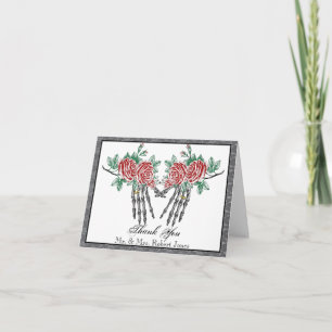 Gotische Skeletthände und Rosen Hochzeits-Dankesch Dankeskarte