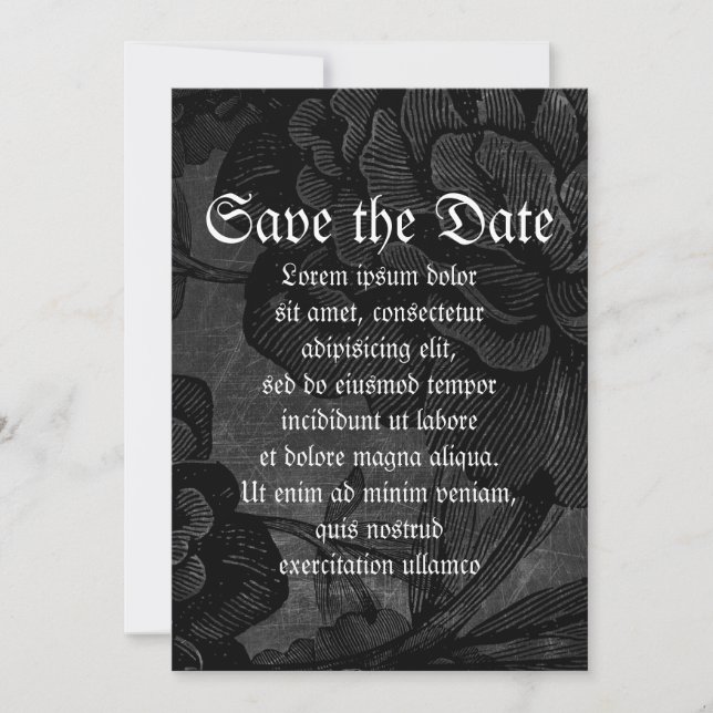 Gotische Spinne auf der Blume Save The Date (Vorderseite)