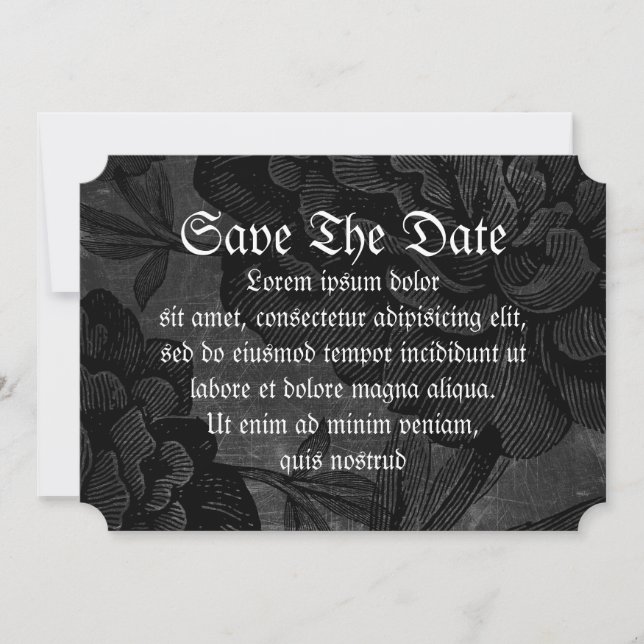 Gotische Spinne auf der Blume Save The Date (Vorderseite)
