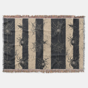 Gotische Spinne und gestreiftes Halloween-Muster Decke