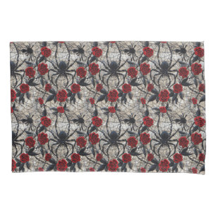 Gotische Spinne und Rote Rosen Bettzeug Kissenbezug