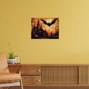 Gotische Vampirburg unter dem Vollmond Poster