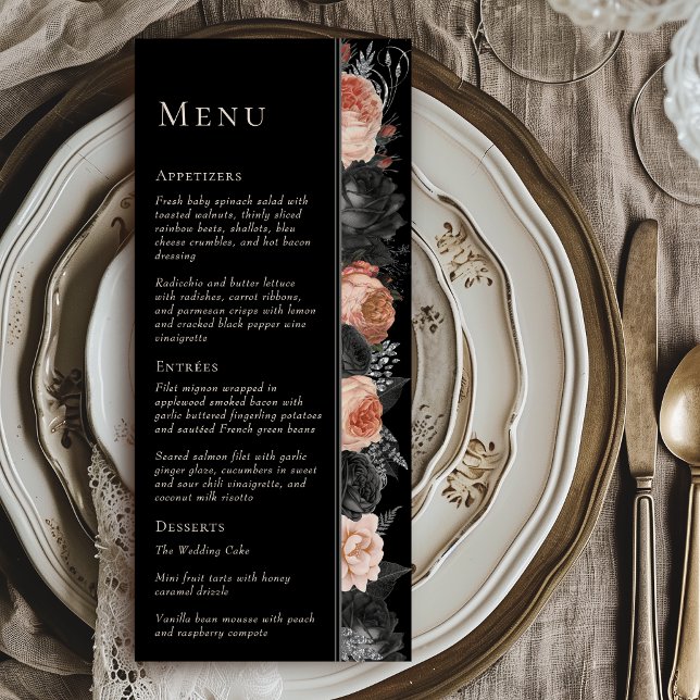 Gotische Vintage Black Blush-Hochzeitskarte Menükarte (Von Creator hochgeladen)