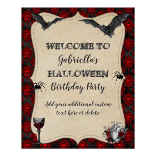 Gotische Vintage Halloween Geburtstagsparty Poster
