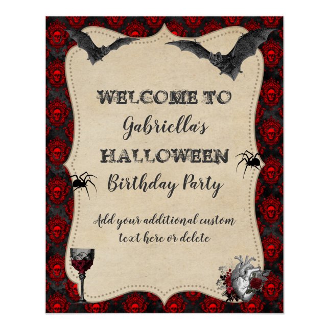 Gotische Vintage Halloween Geburtstagsparty Poster (Vorderseite)