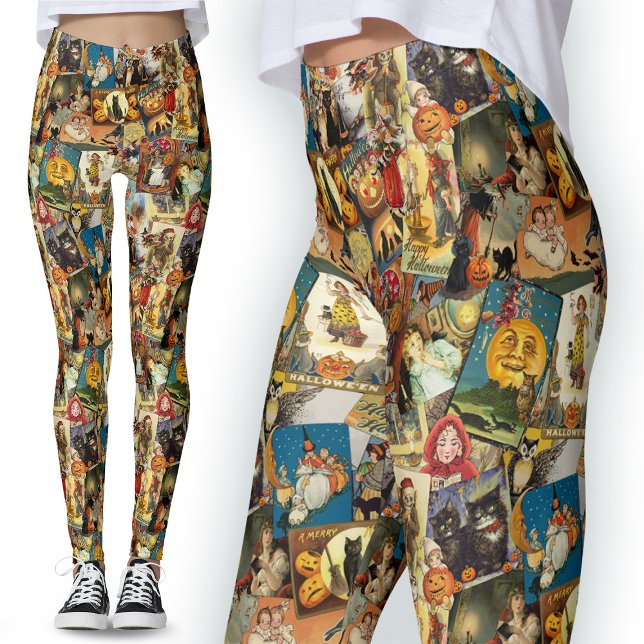 Gotische Vintage Halloween-Grüße Leggings (Von Creator hochgeladen)