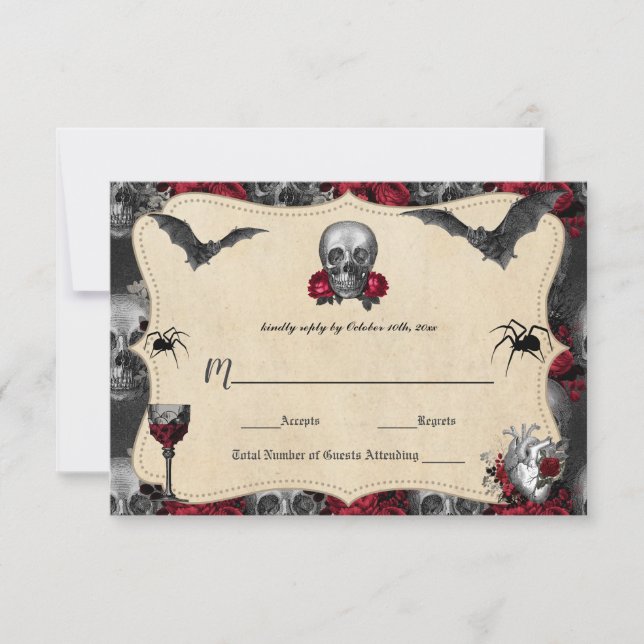 Gotische Vintage Halloween-RSVP-Karte RSVP Karte (Vorderseite)