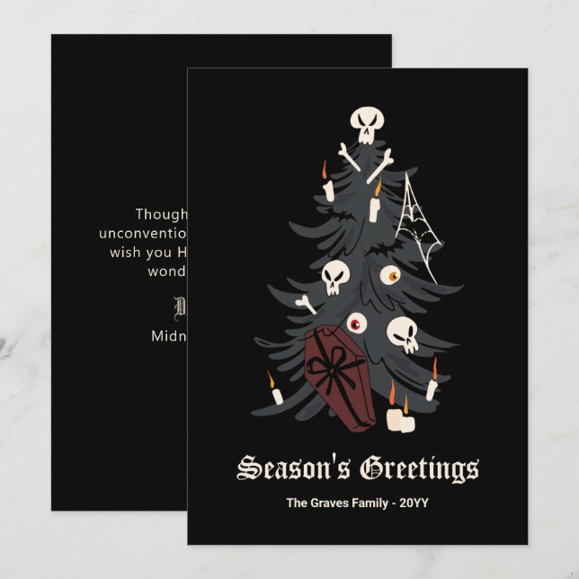 Gotische Weihnachtsbaumkarte Feiertagskarte (Vorne/Hinten)
