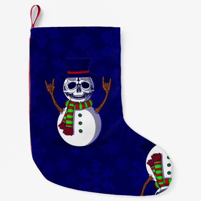gotische Weihnachtskelette mit Schneemann-Gothmas- Kleiner Weihnachtsstrumpf (Vorderseite)