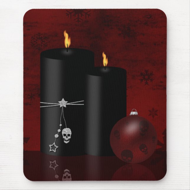 Gotische Weihnachtskerzen Ornament Mousepad (Vorne)