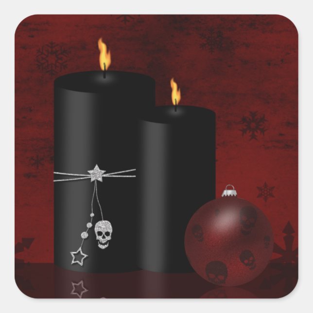 Gotische Weihnachtskerzen Ornament Quadratischer Aufkleber (Vorderseite)