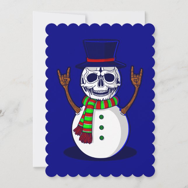 gotische Weihnachtslieder Skelett-Schneemann-Gothm Einladung (Vorderseite)