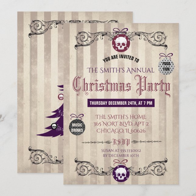 Gotische WeihnachtsParty Einladung (Vorne/Hinten)