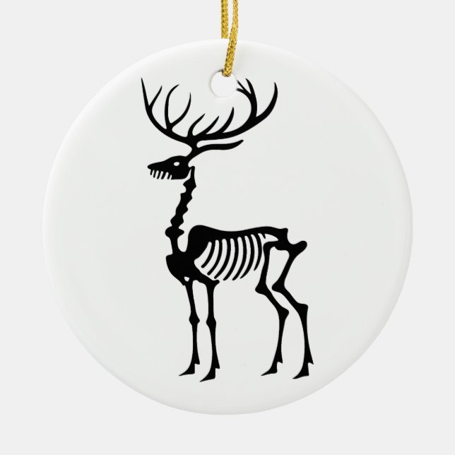 Gotische Weihnachtsrentierskelette Keramik Ornament (Vorne)