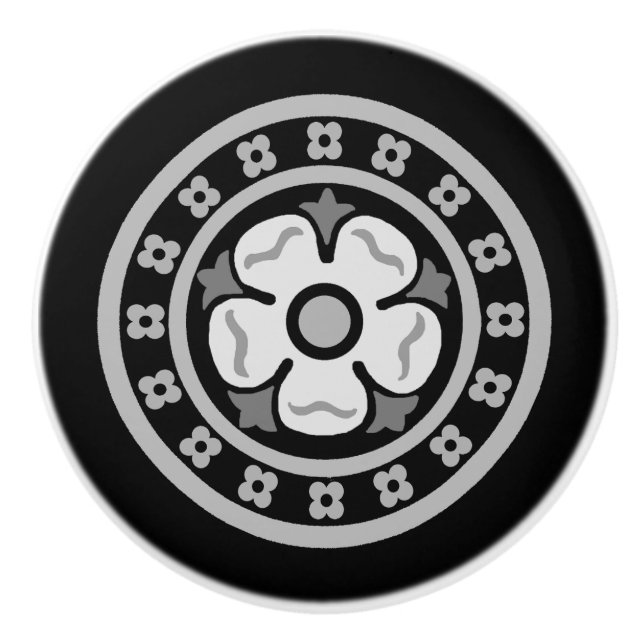 Gotische Wiederbelebung der Rose Medallion Keramikknauf (Vorderseite)