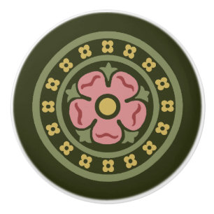 Gotische Wiederbelebung der Rose Medallion Keramikknauf
