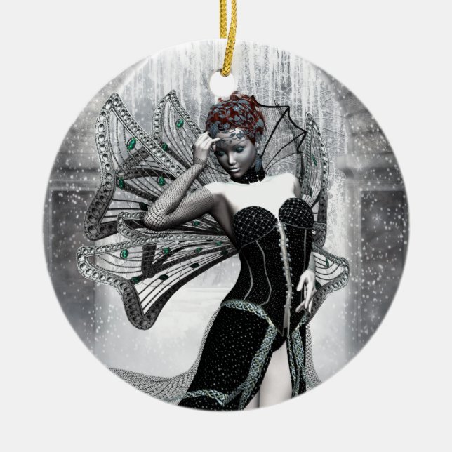 Gotische WinterFaery Fantasie-Verzierung KRW Keramikornament (Vorne)