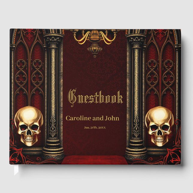 Gotischer Bogengang mit Skulls. Gästebuch (Vorderseite)