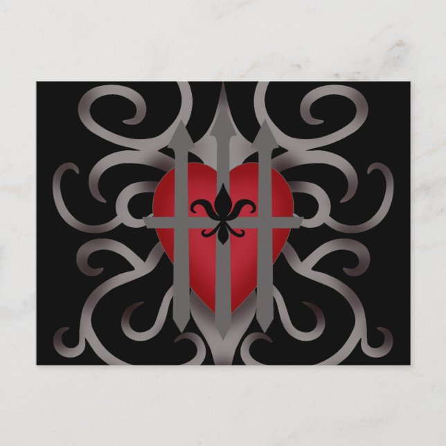 Gotischer eingesperrter Herz Valentinstag Feiertagspostkarte (Vorderseite)