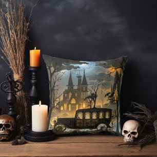 Gotischer Friedhof mit Kathedrale und Hearse Kissen