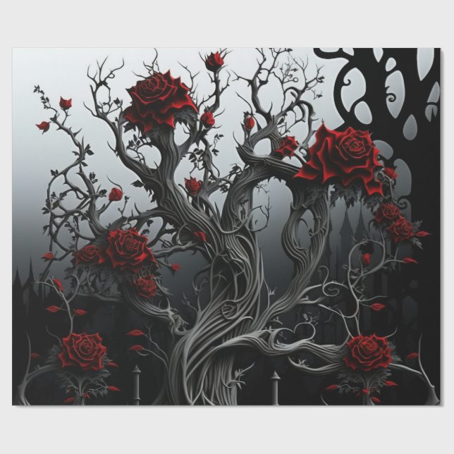 Gotischer Friedhof Rose Garten Geschenkpapier (Flach)