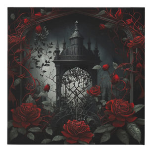 Gotischer Friedhof Rose Garten mit Rot und Schwarz Künstlicher Leinwanddruck