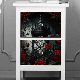 Gotischer Friedhof Rose Garten mit Rot und Schwarz Seidenpapier