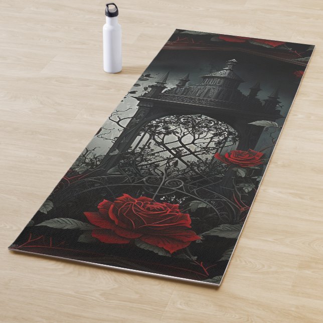 Gotischer Friedhof Rose Garten mit Rot und Schwarz Yogamatte (Beispiel)
