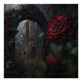 Gotischer Friedhof Rose Garten Poster