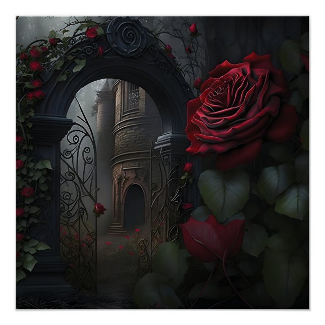 Gotischer Friedhof Rose Garten Poster (Vorderseite)