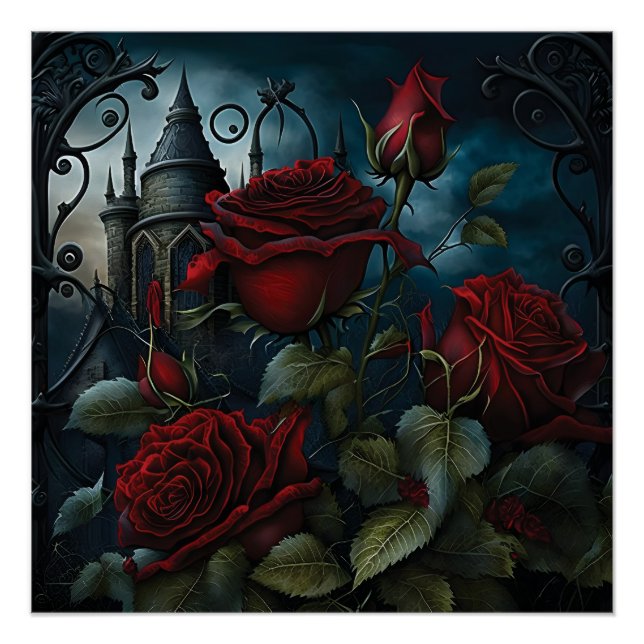 Gotischer Friedhof Rose Garten Poster (Vorderseite)
