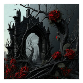 Gotischer Friedhof Rose Garten Poster