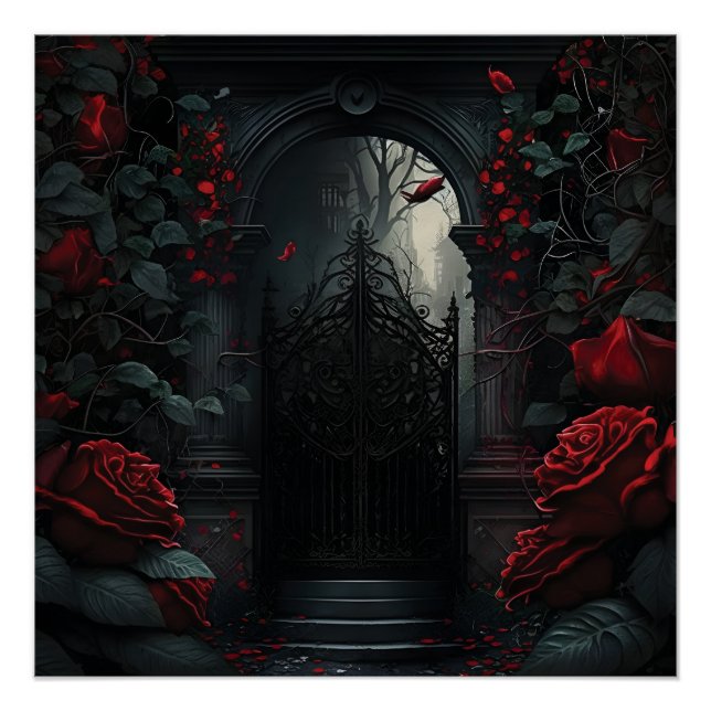 Gotischer Friedhof Rose Garten Poster (Vorderseite)